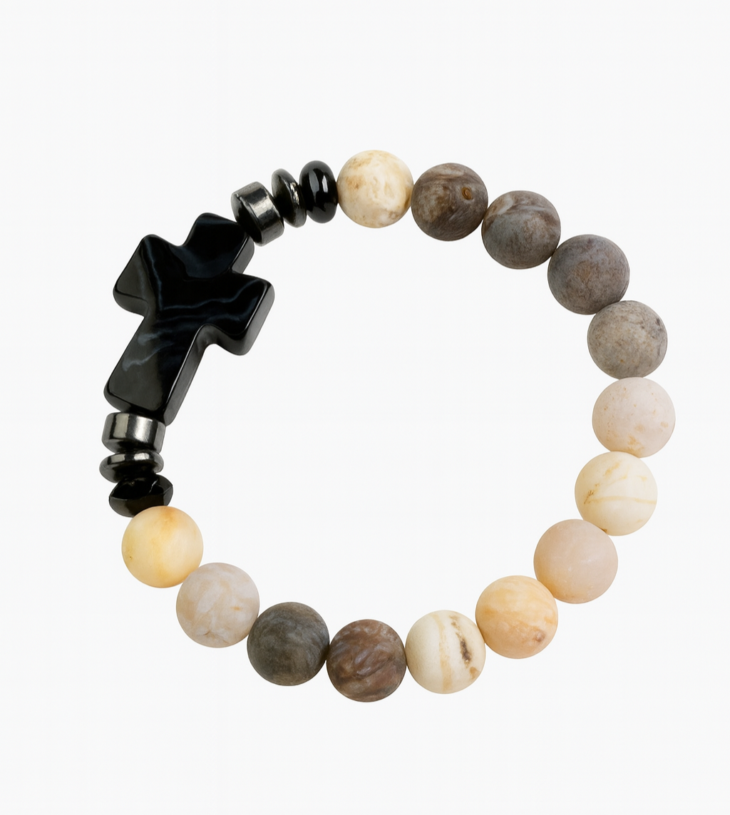 Natural Stone Cross Bracelet