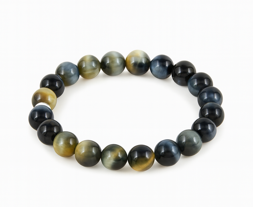 Blue Tiger's Eye Natural Stone Stretch Bracelet