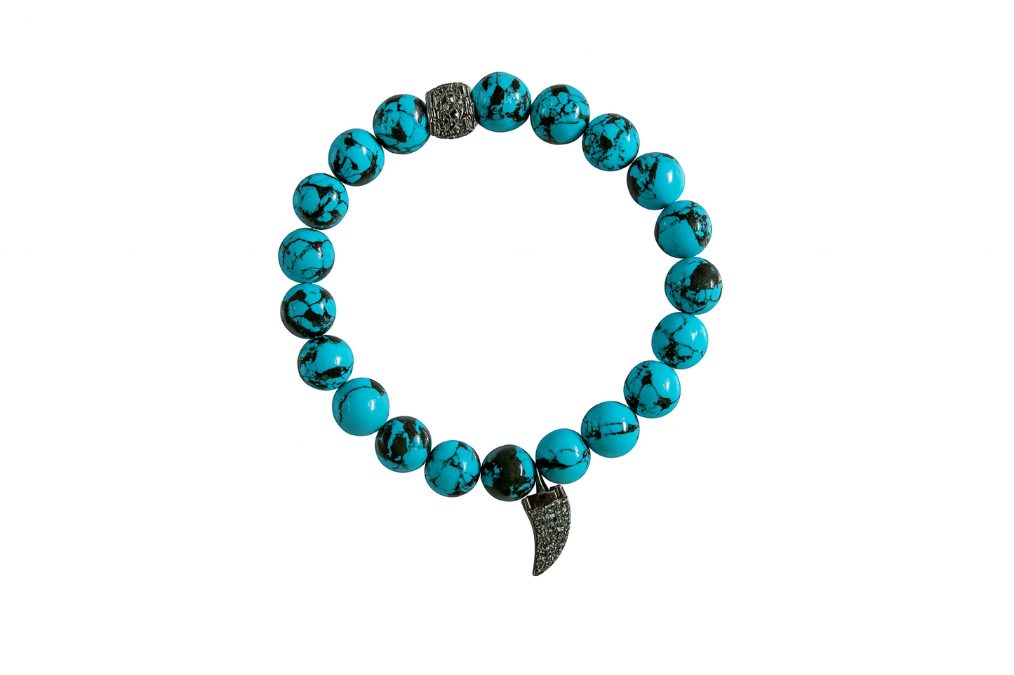 Turquoise Howlite Moon Charm Stretch Bracelet