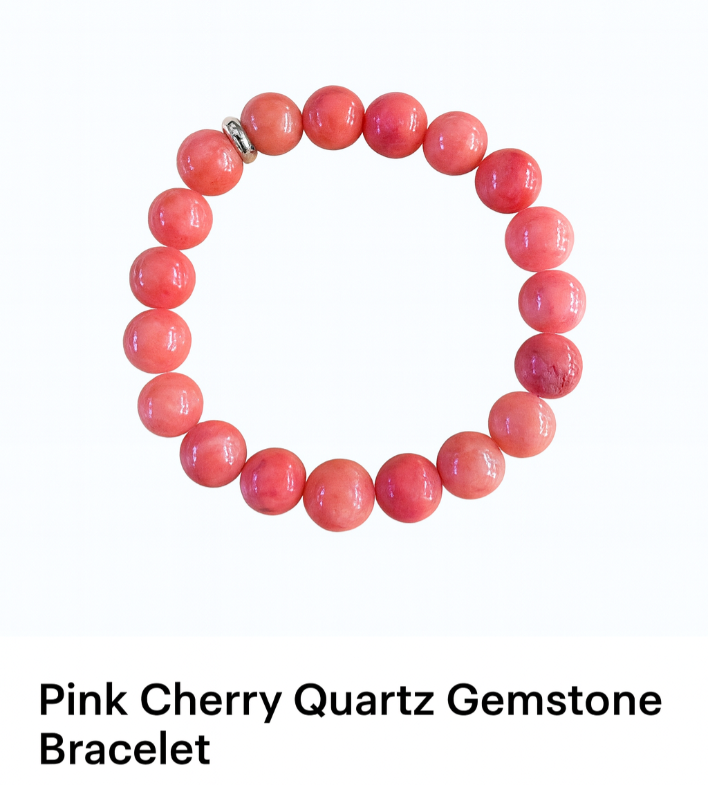 Pink Cherry Quartz Gemstone Bracelet