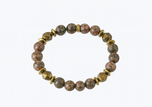 Royal Plum Jasper & Brass Accent Stretch Bracelet
