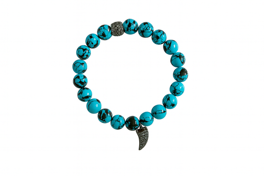 Turquoise Howlite Moon Charm Stretch Bracelet