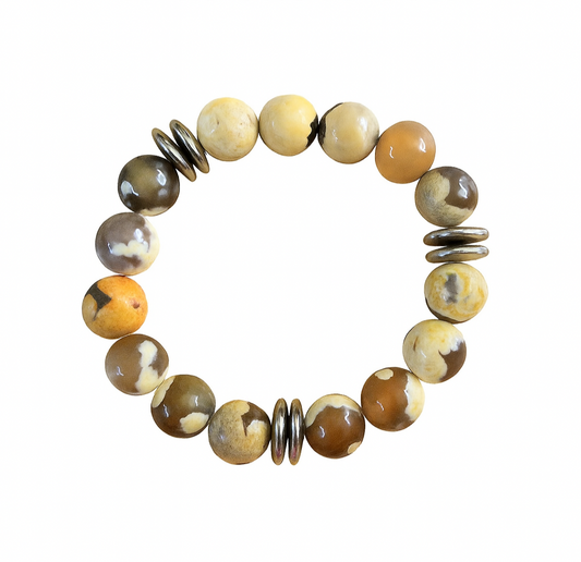 Earthy Jasper & Silver-Tone Natural Stone Bracelet